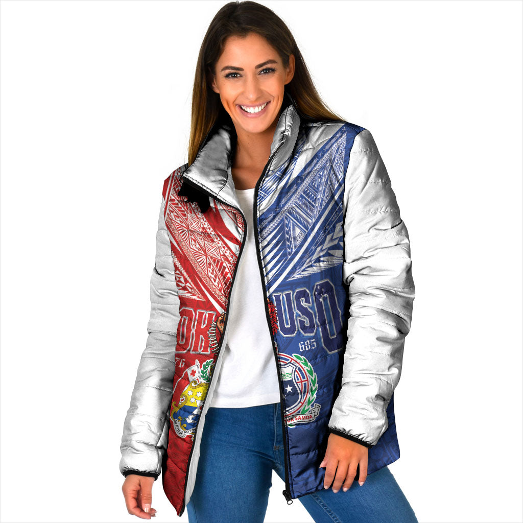 Personalised Tokouso Tonga Samoa Padded Jacket Proud of Brotherhood LT03 Women Multicolor - Polynesian Pride