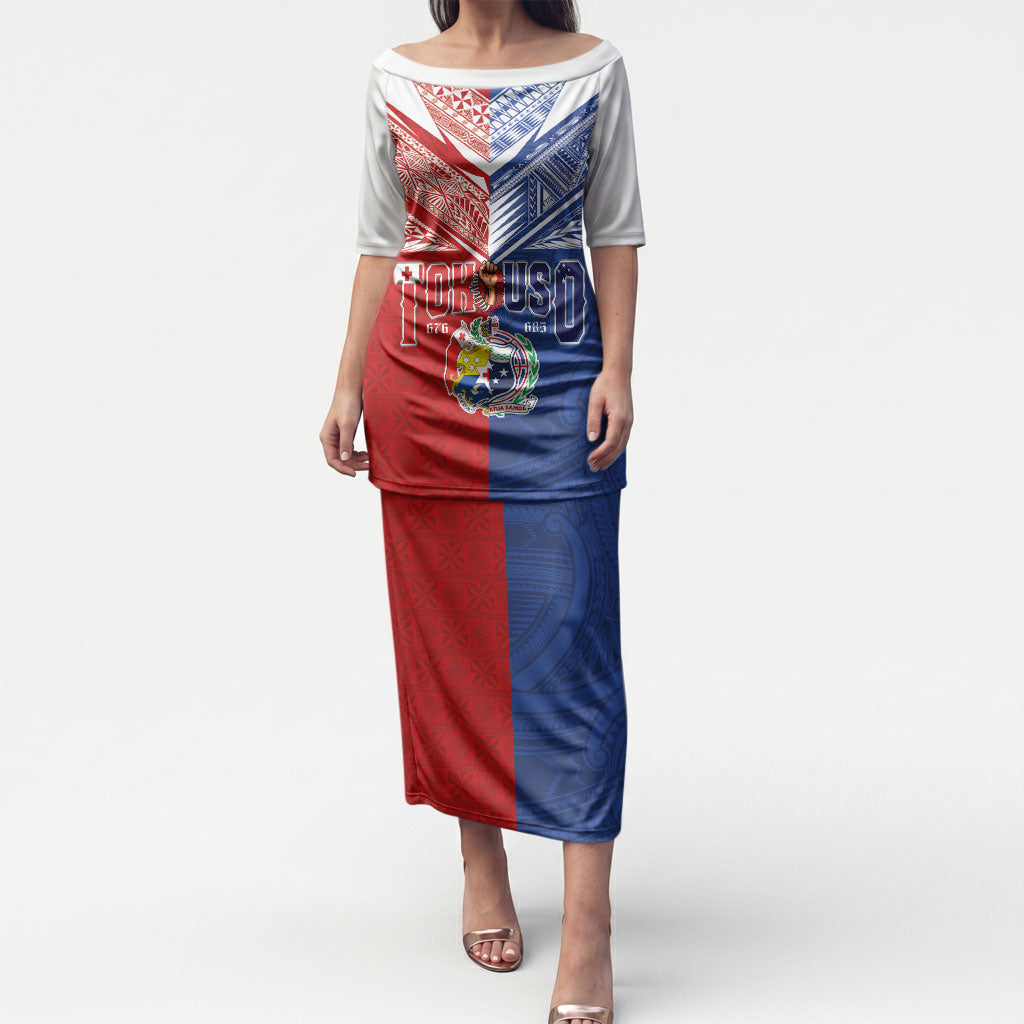 Personalised Tokouso Tonga Samoa Puletasi Proud of Brotherhood LT03 Long Dress Multicolor - Polynesian Pride
