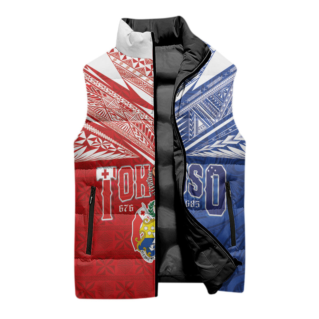 Personalised Tokouso Tonga Samoa Sleeveless Puffer Jacket Proud of Brotherhood LT03 - Polynesian Pride