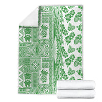 Hawaii Blanket Aloha Tropical Plants Tribal Pattern Green Version LT03 - Polynesian Pride
