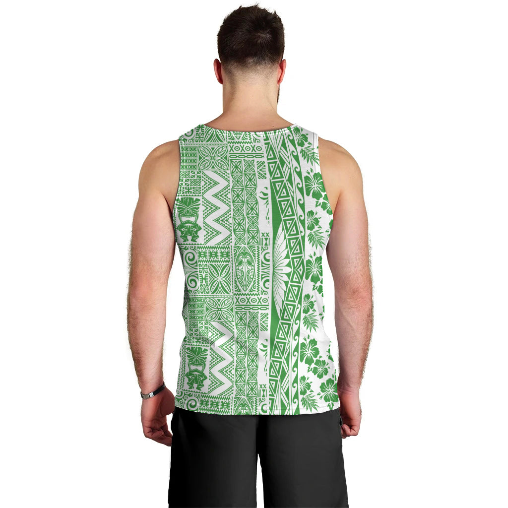 Hawaii Men Tank Top Aloha Tropical Plants Tribal Pattern Green Version LT03 - Polynesian Pride