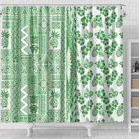 Hawaii Shower Curtain Aloha Tropical Plants Tribal Pattern Green Version LT03 - Polynesian Pride