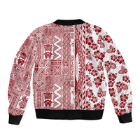 Hawaii Bomber Jacket Aloha Tropical Plants Tribal Pattern Red Version LT03 - Polynesian Pride