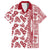 Hawaii Family Matching Off Shoulder Maxi Dress and Hawaiian Shirt Aloha Tropical Plants Tribal Pattern Red Version LT03 Dad's Shirt - Short Sleeve Red - Polynesian Pride