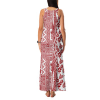 Hawaii Family Matching Tank Maxi Dress and Hawaiian Shirt Aloha Tropical Plants Tribal Pattern Red Version LT03 - Polynesian Pride
