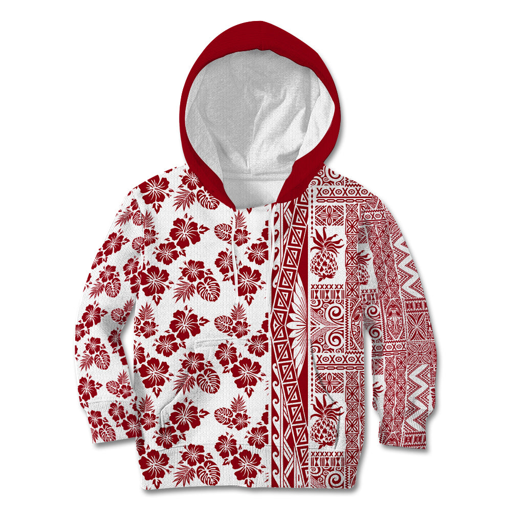 Hawaii Kid Hoodie Aloha Tropical Plants Tribal Pattern Red Version LT03 Red - Polynesian Pride