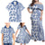 Hawaii Family Matching Off Shoulder Maxi Dress and Hawaiian Shirt Aloha Tropical Plants Tribal Pattern Blue Version LT03 - Polynesian Pride