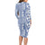Hawaii Long Sleeve Bodycon Dress Aloha Tropical Plants Tribal Pattern Blue Version LT03 - Polynesian Pride