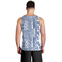 Hawaii Men Tank Top Aloha Tropical Plants Tribal Pattern Blue Version LT03 - Polynesian Pride