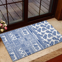 Hawaii Rubber Doormat Aloha Tropical Plants Tribal Pattern Blue Version LT03 - Polynesian Pride