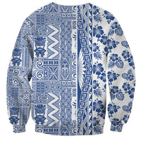Hawaii Sweatshirt Aloha Tropical Plants Tribal Pattern Blue Version LT03 - Polynesian Pride