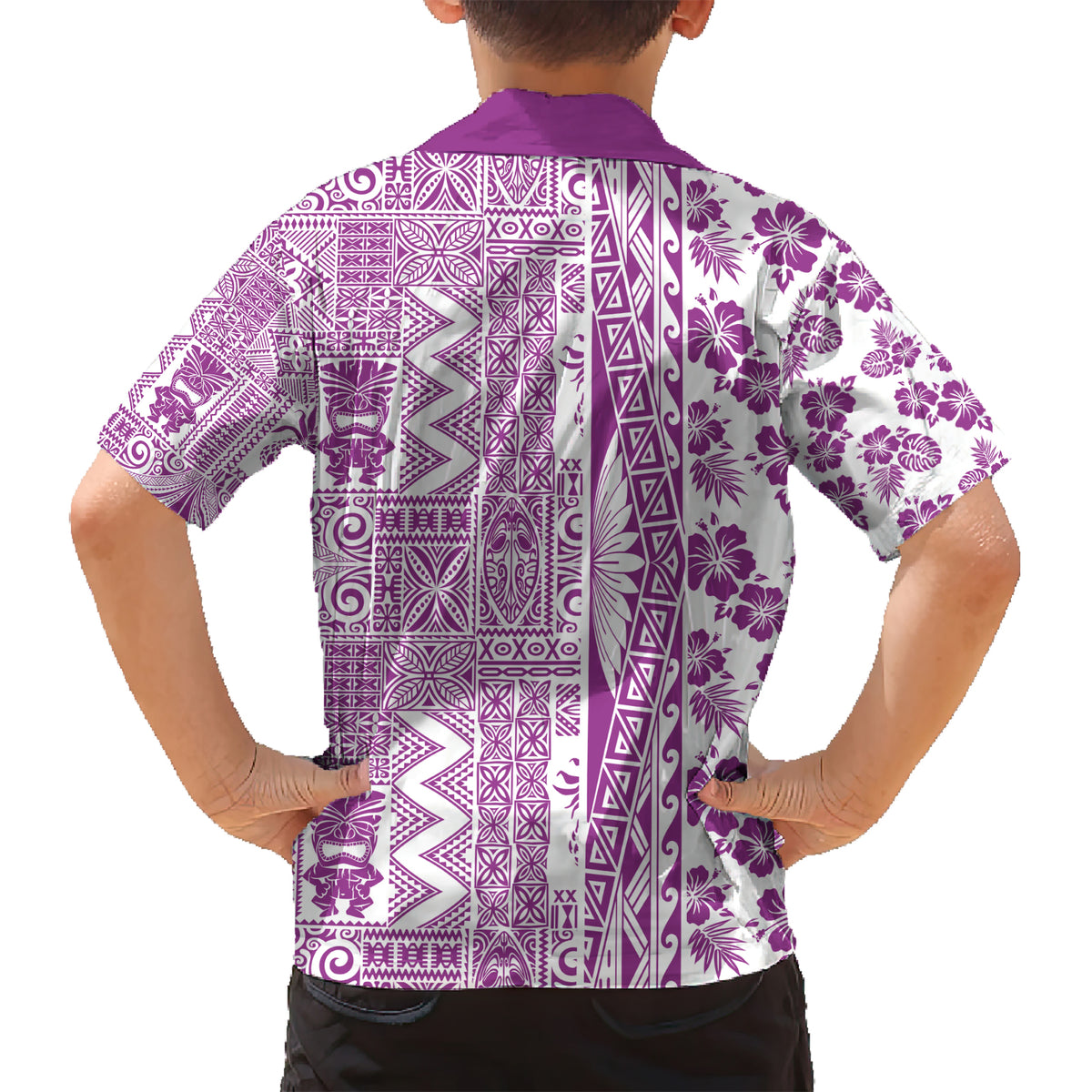 Hawaii Kid Hawaiian Shirt Aloha Tropical Plants Tribal Pattern Pink Version LT03 - Polynesian Pride