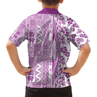 Hawaii Kid Hawaiian Shirt Aloha Tropical Plants Tribal Pattern Pink Version LT03 - Polynesian Pride