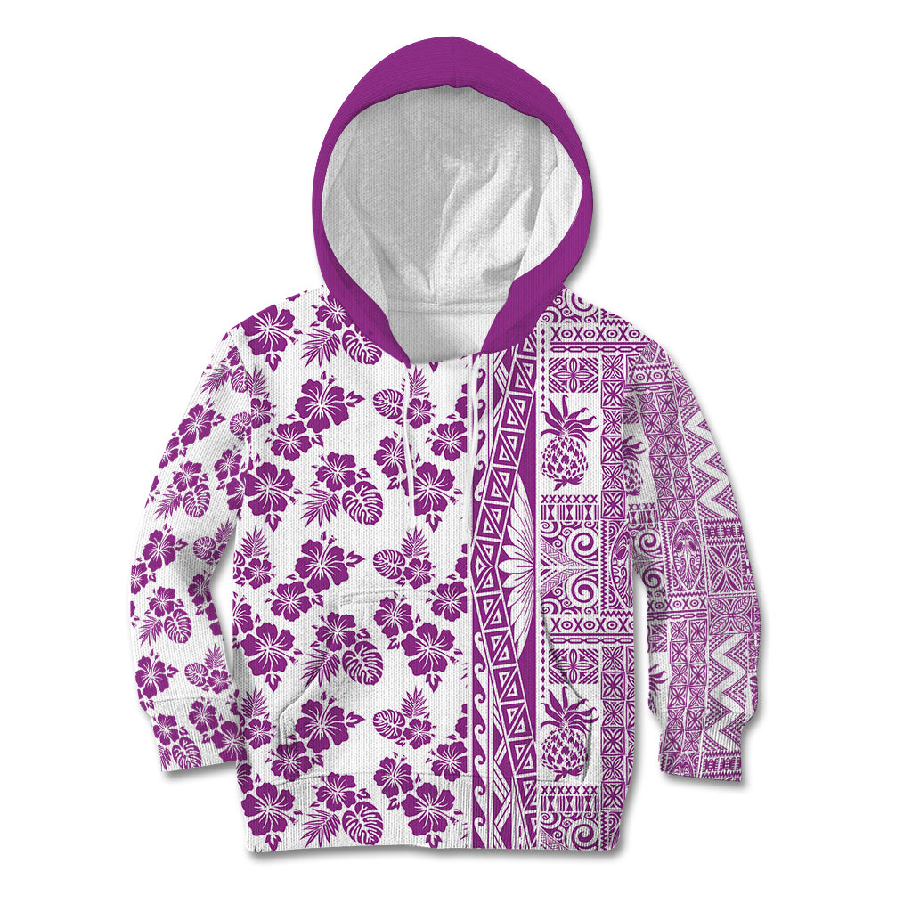 Hawaii Kid Hoodie Aloha Tropical Plants Tribal Pattern Pink Version LT03 Pink - Polynesian Pride
