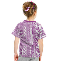Hawaii Kid T Shirt Aloha Tropical Plants Tribal Pattern Pink Version LT03 - Polynesian Pride