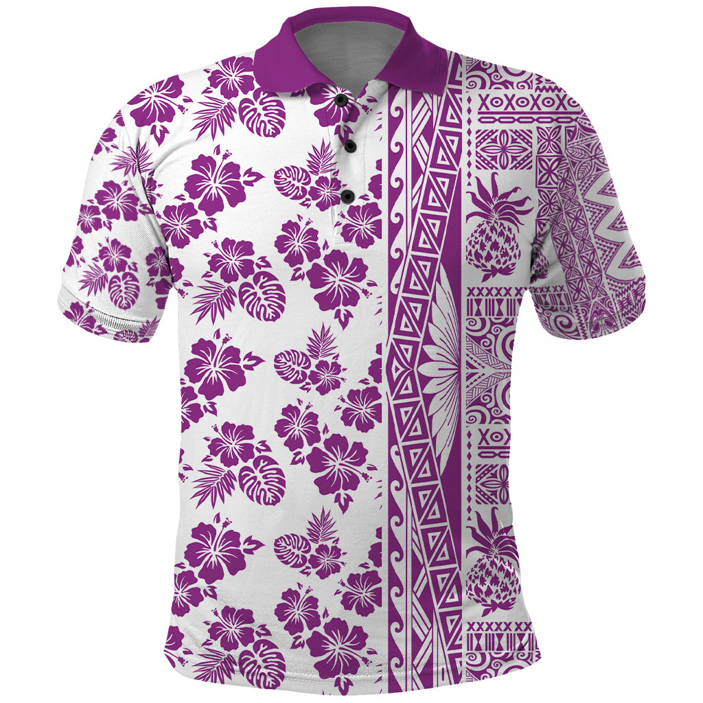 Hawaii Polo Shirt Aloha Tropical Plants Tribal Pattern Pink Version LT03 Pink - Polynesian Pride