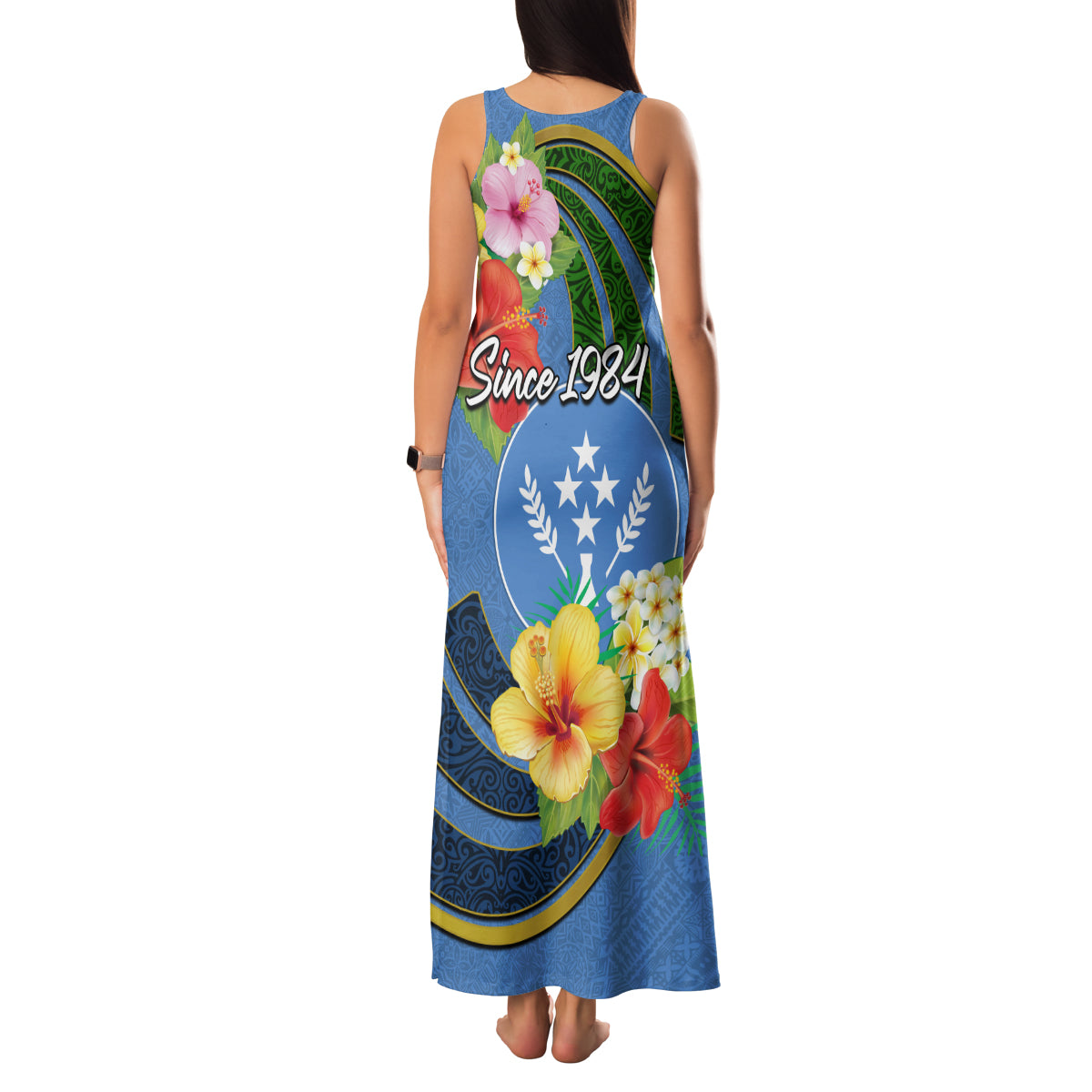 Kosrae Constitution Day Family Matching Tank Maxi Dress and Hawaiian Shirt Hibiscus Mix Maori Tattoo Pattern LT03 - Polynesian Pride