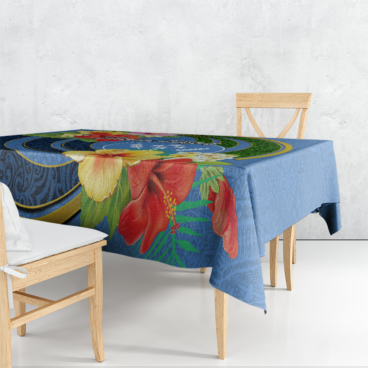 Kosrae Constitution Day Tablecloth Hibiscus Mix Maori Tattoo Pattern LT03 - Polynesian Pride