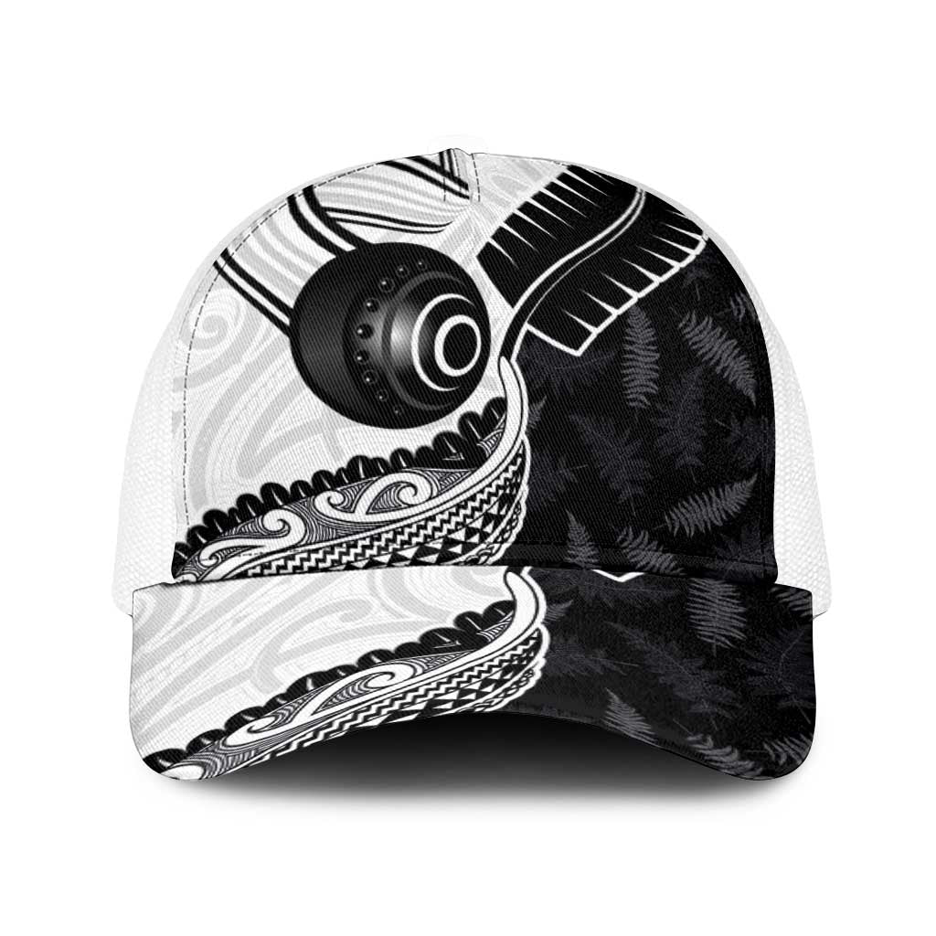 Aotearoa Lawn Bowls Baseball Net Cap Maori and Silver Fern Half Style - Polynesian Pride
