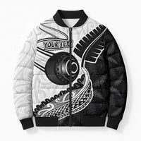 Personalised Aotearoa Lawn Bowls Bomber Puffer Jacket Maori and Silver Fern Half Style LT03 Unisex White - Polynesian Pride