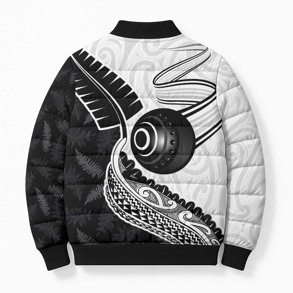 Personalised Aotearoa Lawn Bowls Bomber Puffer Jacket Maori and Silver Fern Half Style LT03 - Polynesian Pride