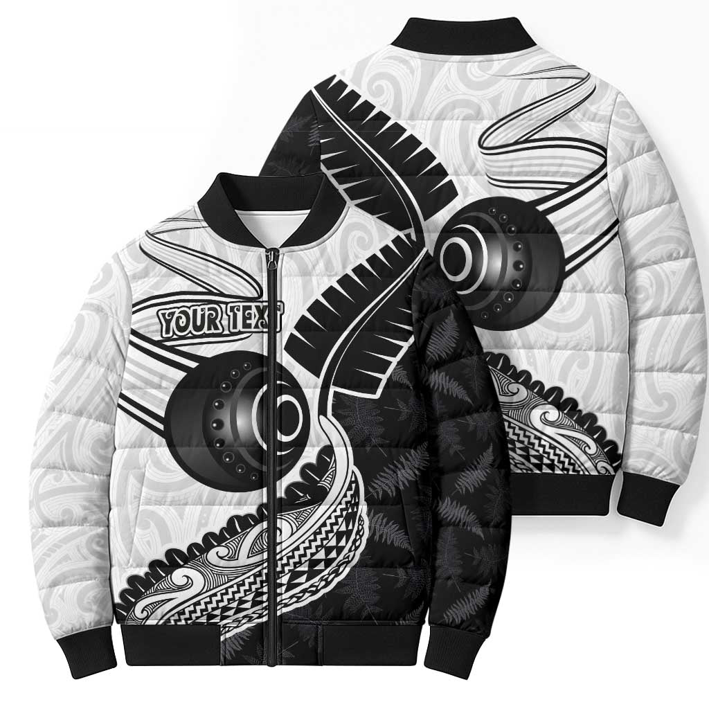 Personalised Aotearoa Lawn Bowls Bomber Puffer Jacket Maori and Silver Fern Half Style LT03 - Polynesian Pride