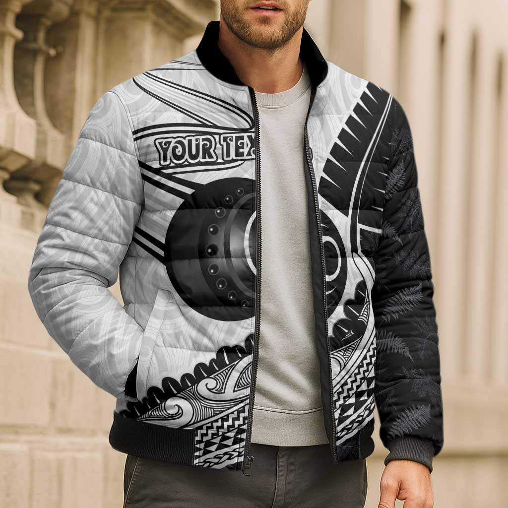Personalised Aotearoa Lawn Bowls Bomber Puffer Jacket Maori and Silver Fern Half Style LT03 - Polynesian Pride