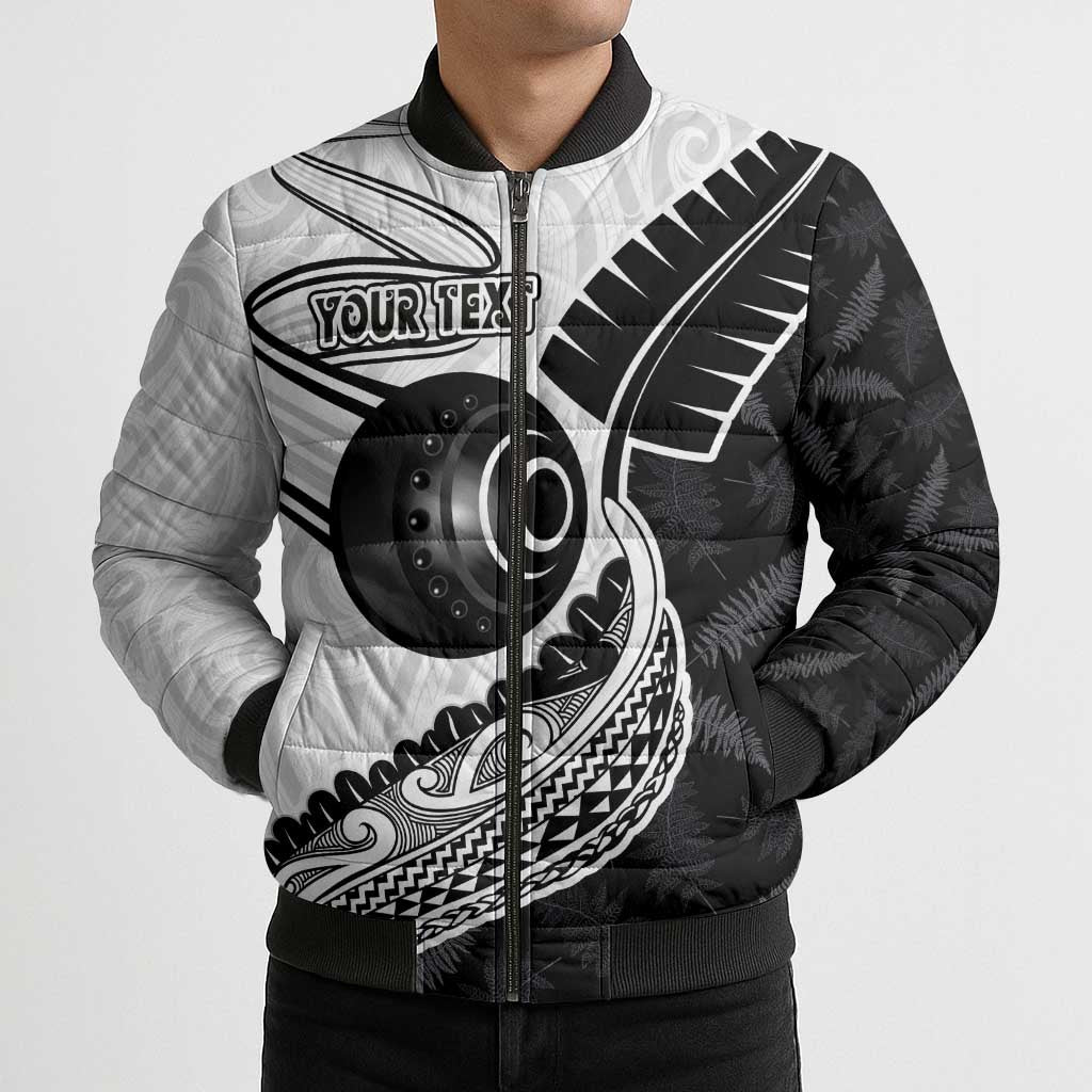 Personalised Aotearoa Lawn Bowls Bomber Puffer Jacket Maori and Silver Fern Half Style LT03 - Polynesian Pride