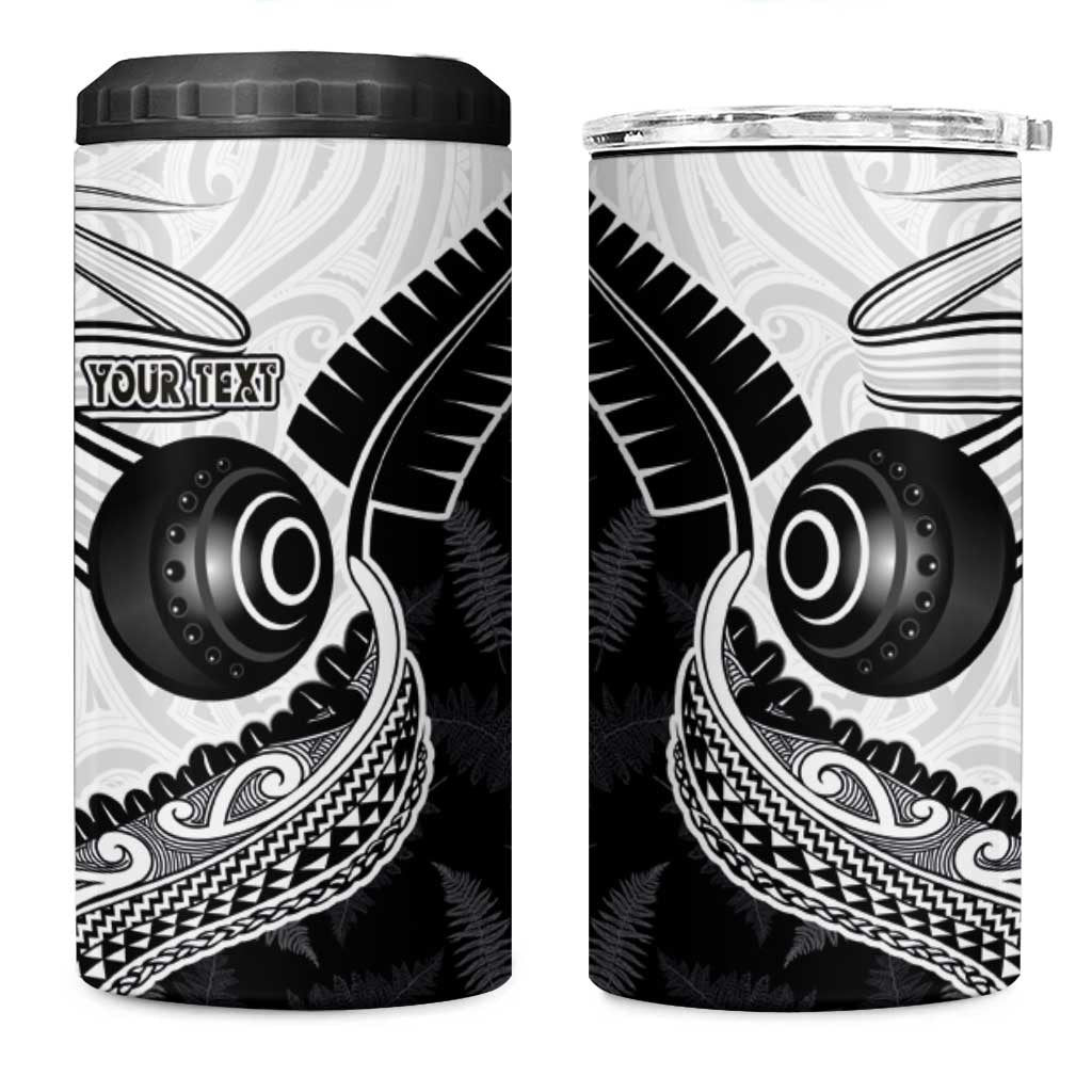Personalised Aotearoa Lawn Bowls 4 in 1 Can Cooler Tumbler Maori and Silver Fern Half Style LT03 One Size: 16 oz White - Polynesian Pride