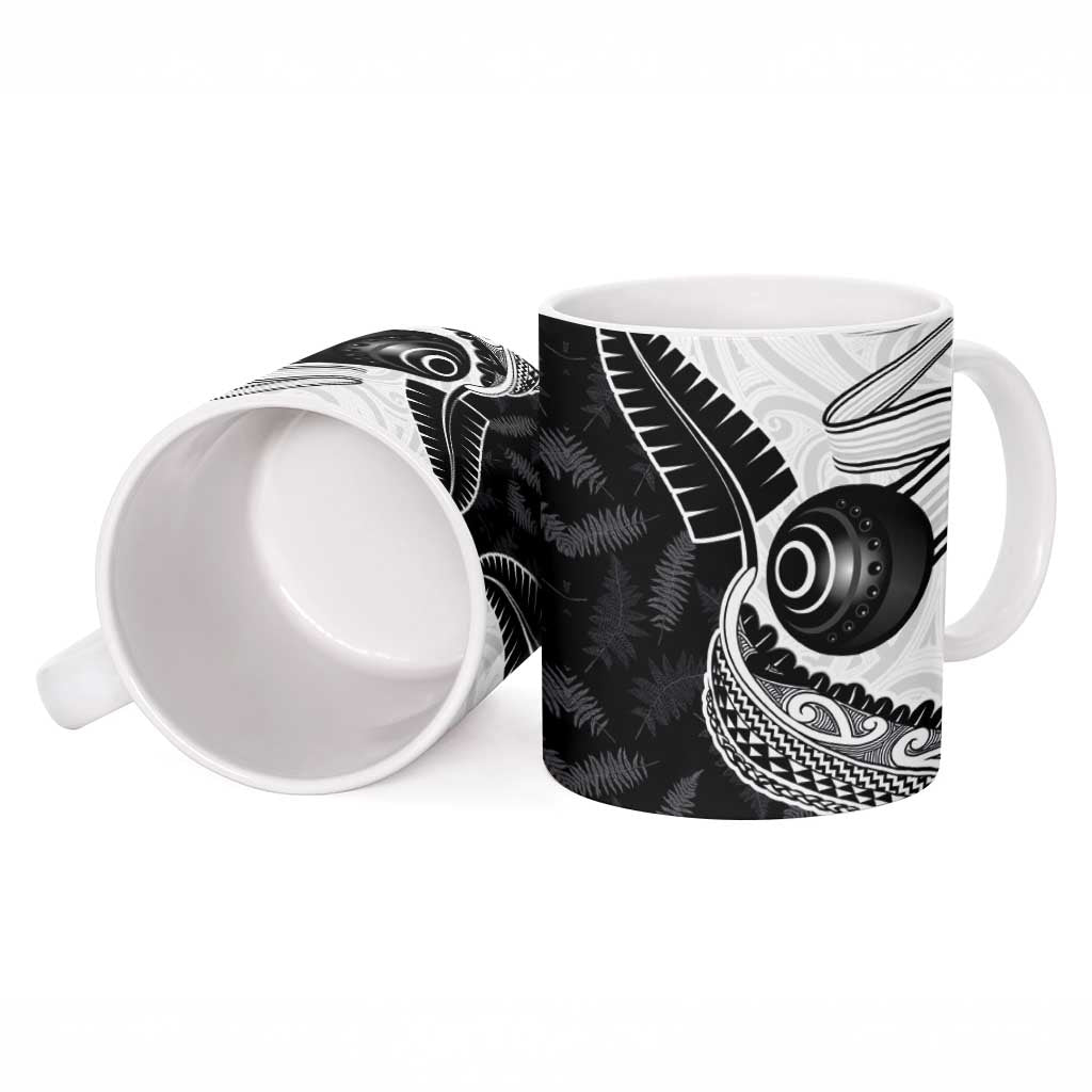 Personalised Aotearoa Lawn Bowls Ceramic Mug Maori and Silver Fern Half Style LT03 - Polynesian Pride
