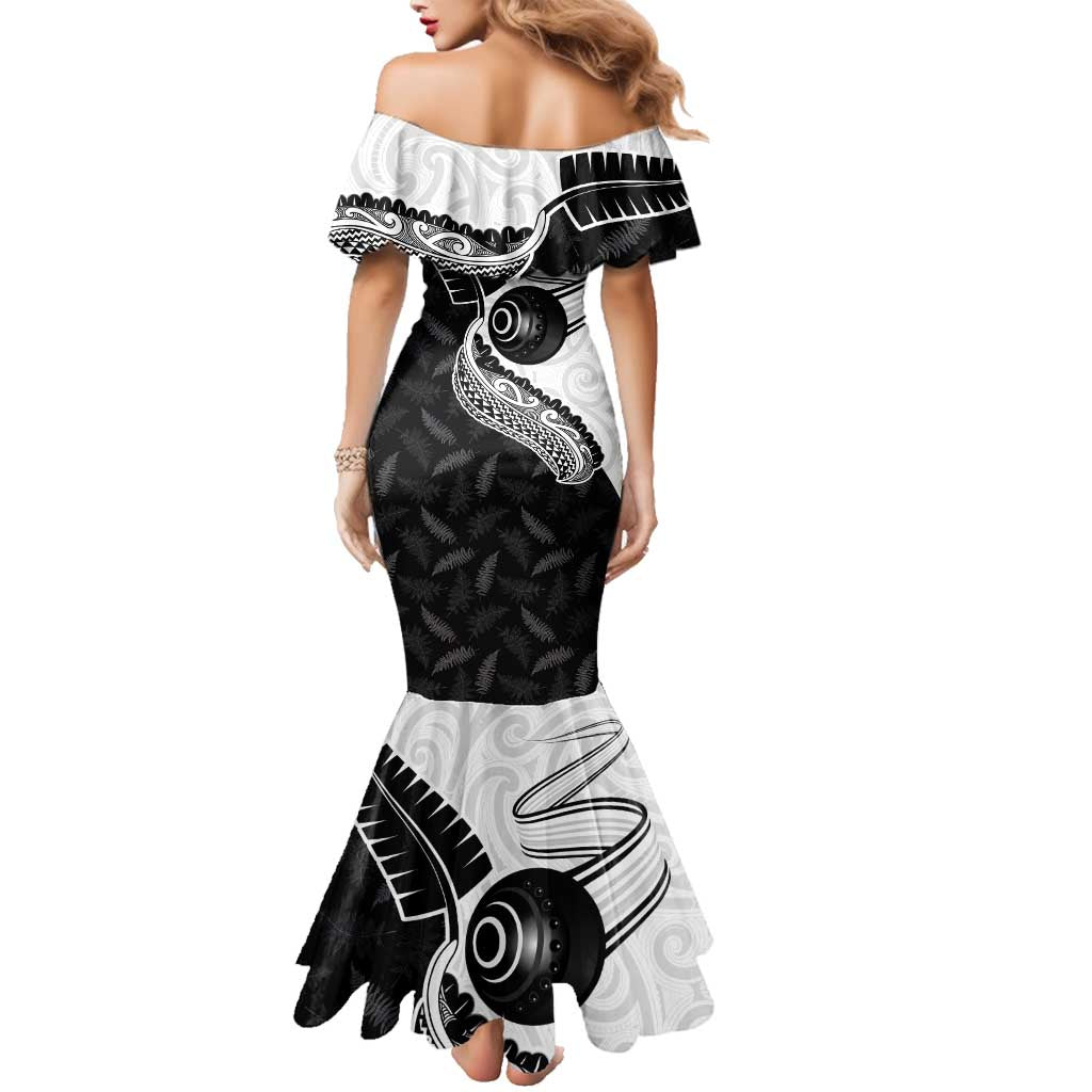 Personalised Aotearoa Lawn Bowls Family Matching Mermaid Dress and Hawaiian Shirt Maori and Silver Fern Half Style LT03 - Polynesian Pride