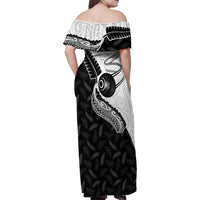 Personalised Aotearoa Lawn Bowls Family Matching Off Shoulder Maxi Dress and Hawaiian Shirt Maori and Silver Fern Half Style LT03 - Polynesian Pride