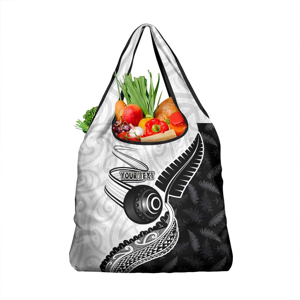Personalised Aotearoa Lawn Bowls Grocery Bag Maori and Silver Fern Half Style LT03 1-pack One Size White - Polynesian Pride