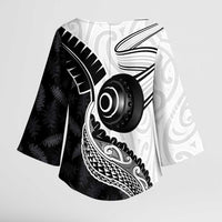 Personalised Aotearoa Lawn Bowls Kimono Sleeve Blouse Maori and Silver Fern Half Style LT03 - Polynesian Pride