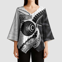 Personalised Aotearoa Lawn Bowls Kimono Sleeve Blouse Maori and Silver Fern Half Style LT03 - Polynesian Pride