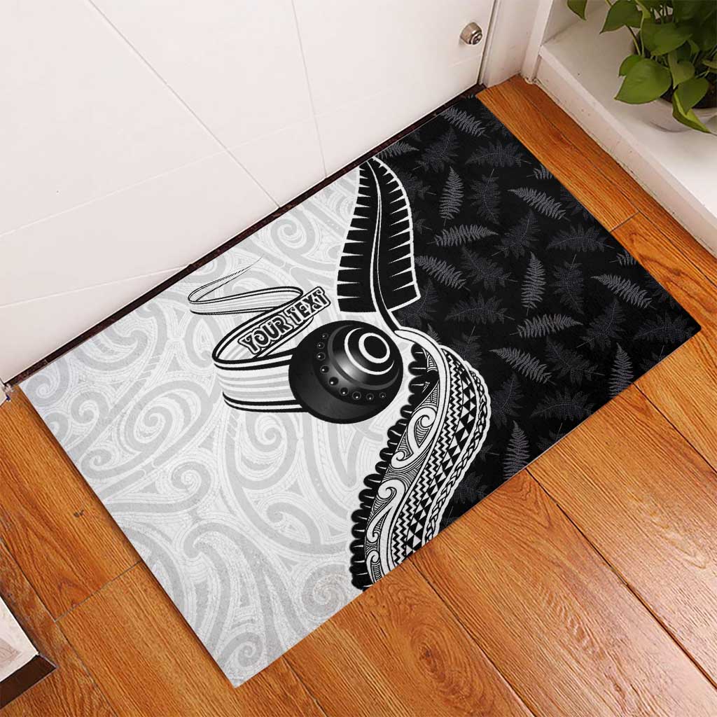 Personalised Aotearoa Lawn Bowls Rubber Doormat Maori and Silver Fern Half Style LT03 - Polynesian Pride
