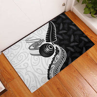 Personalised Aotearoa Lawn Bowls Rubber Doormat Maori and Silver Fern Half Style LT03 - Polynesian Pride