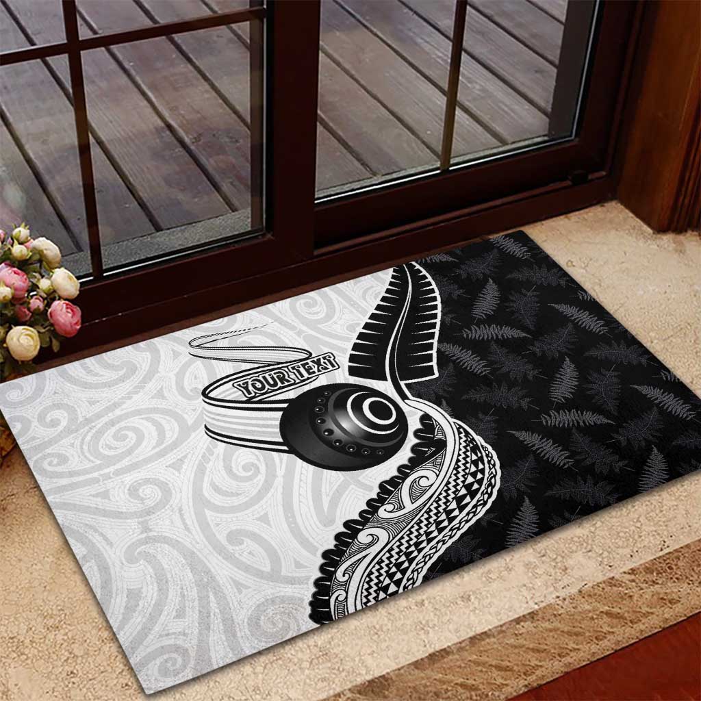 Personalised Aotearoa Lawn Bowls Rubber Doormat Maori and Silver Fern Half Style LT03 - Polynesian Pride