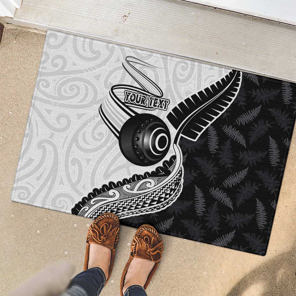 Personalised Aotearoa Lawn Bowls Rubber Doormat Maori and Silver Fern Half Style LT03 - Polynesian Pride