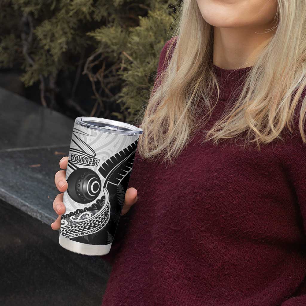 Personalised Aotearoa Lawn Bowls Tumbler Cup Maori and Silver Fern Half Style - Polynesian Pride