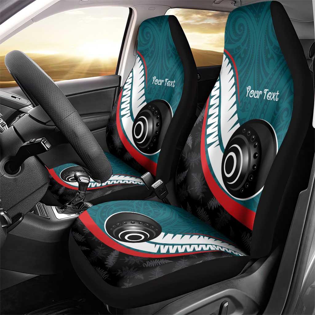 Personalised Aotearoa Lawn Bowls Car Seat Cover Maori and Silver Fern Sporty Style Teal Color LT03 - Polynesian Pride