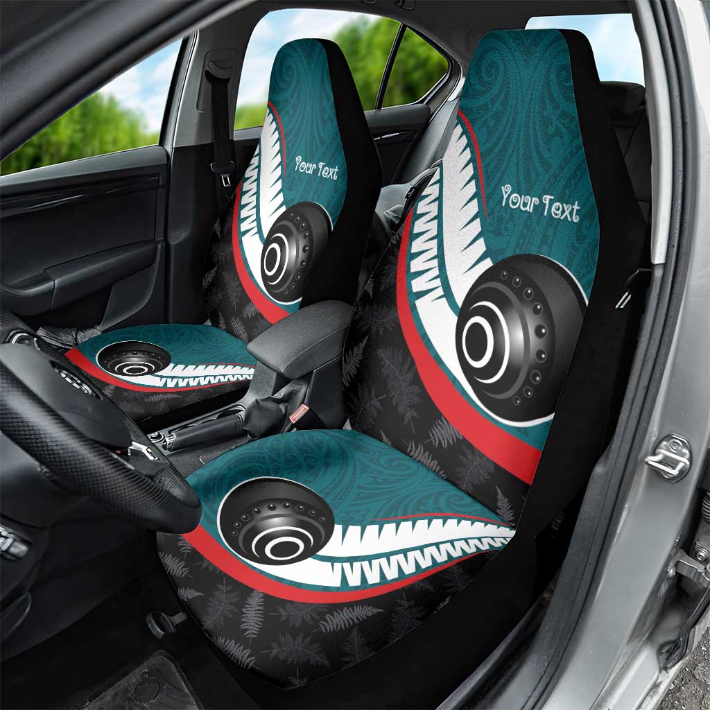 Personalised Aotearoa Lawn Bowls Car Seat Cover Maori and Silver Fern Sporty Style Teal Color LT03 - Polynesian Pride