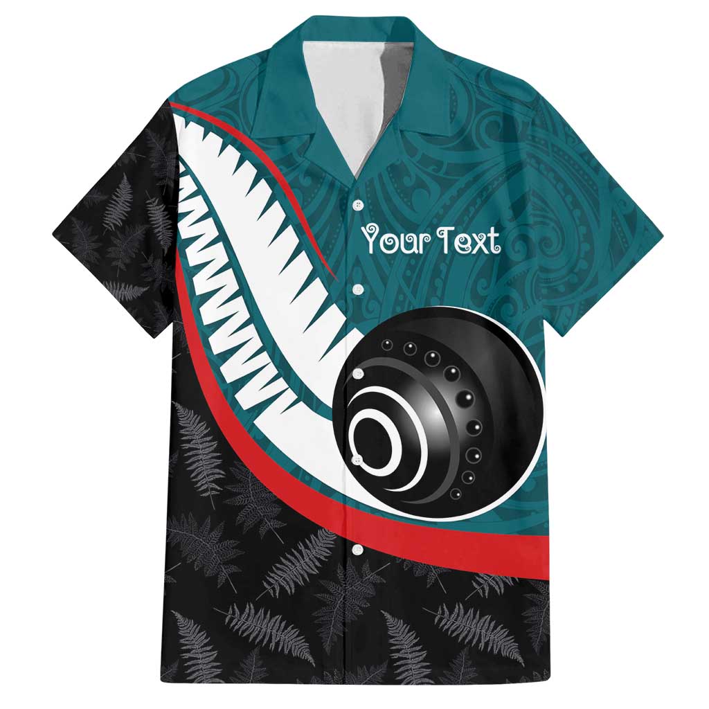 Personalised Aotearoa Lawn Bowls Family Matching Off Shoulder Short Dress and Hawaiian Shirt Maori and Silver Fern Sporty Style Teal Color LT03 Dad's Shirt - Short Sleeve Teal - Polynesian Pride