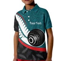 Personalised Aotearoa Lawn Bowls Kid Polo Shirt Maori and Silver Fern Sporty Style Teal Color LT03 Kid Teal - Polynesian Pride