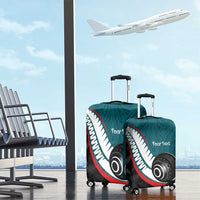 Personalised Aotearoa Lawn Bowls Luggage Cover Maori and Silver Fern Sporty Style Teal Color LT03 - Polynesian Pride
