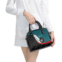 Personalised Aotearoa Lawn Bowls Shoulder Handbag Maori and Silver Fern Sporty Style Teal Color - Polynesian Pride