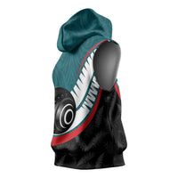 Personalised Aotearoa Lawn Bowls Sleeveless Hoodie Maori and Silver Fern Sporty Style Teal Color LT03 - Polynesian Pride