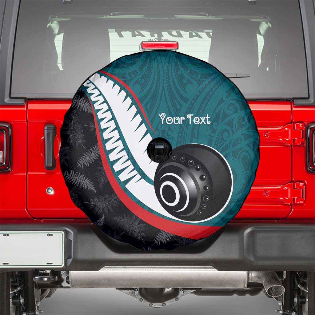 Personalised Aotearoa Lawn Bowls Spare Tire Cover Maori and Silver Fern Sporty Style Teal Color LT03 - Polynesian Pride