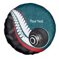 Personalised Aotearoa Lawn Bowls Spare Tire Cover Maori and Silver Fern Sporty Style Teal Color LT03 - Polynesian Pride