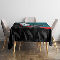 Personalised Aotearoa Lawn Bowls Tablecloth Maori and Silver Fern Sporty Style Teal Color LT03 - Polynesian Pride